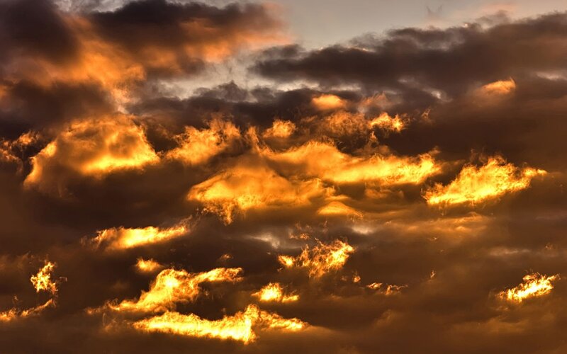 Fiery Clouds at Sunset — Orange, Dramatic
