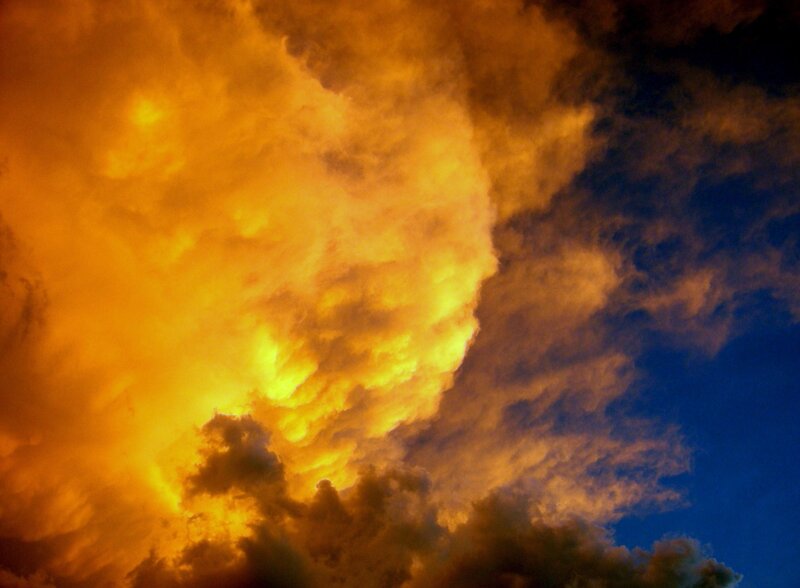 Fiery Clouds in Sky — Orange, Dramatic