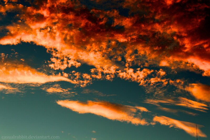 Fiery Clouds in Sky — Orange