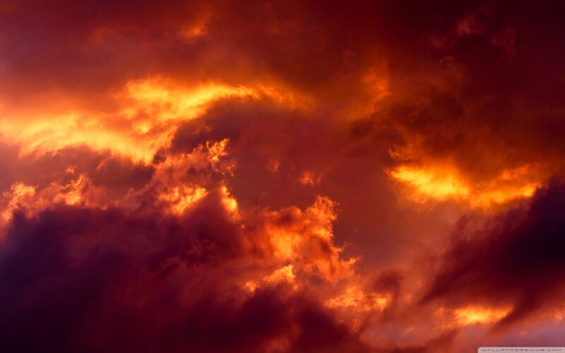 Fiery Clouds in Sky — Red, Dramatic