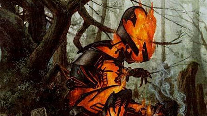 fiery creature in forest