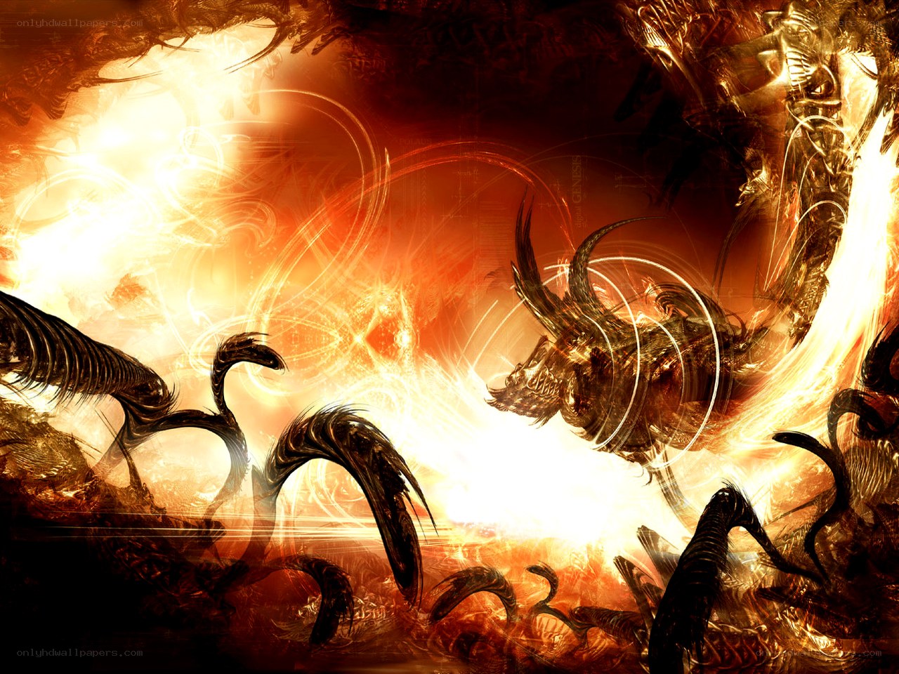 Fiery demon battle scene
