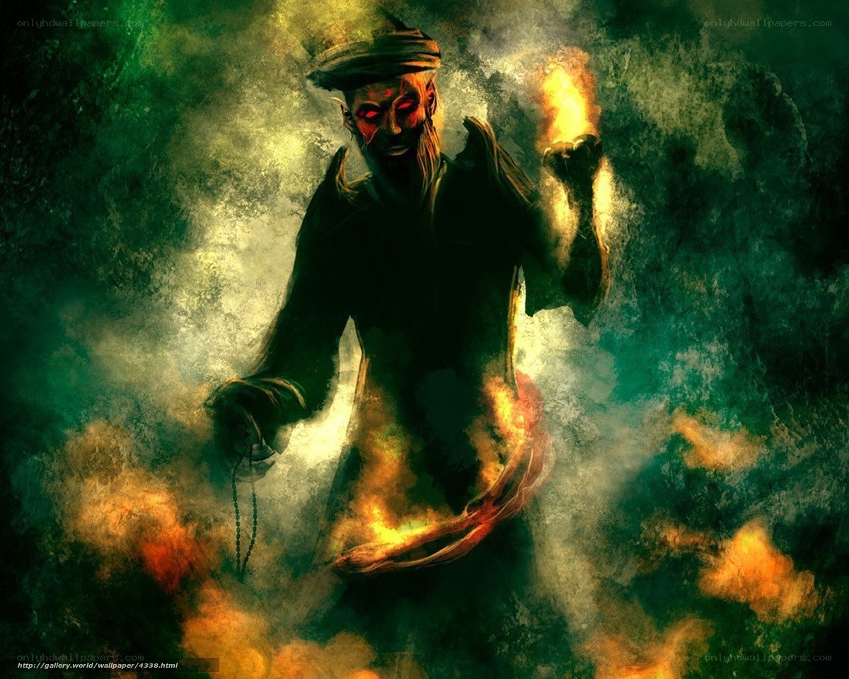 Fiery demon with glowing eyes