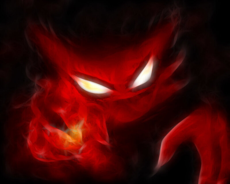 fiery demonic face