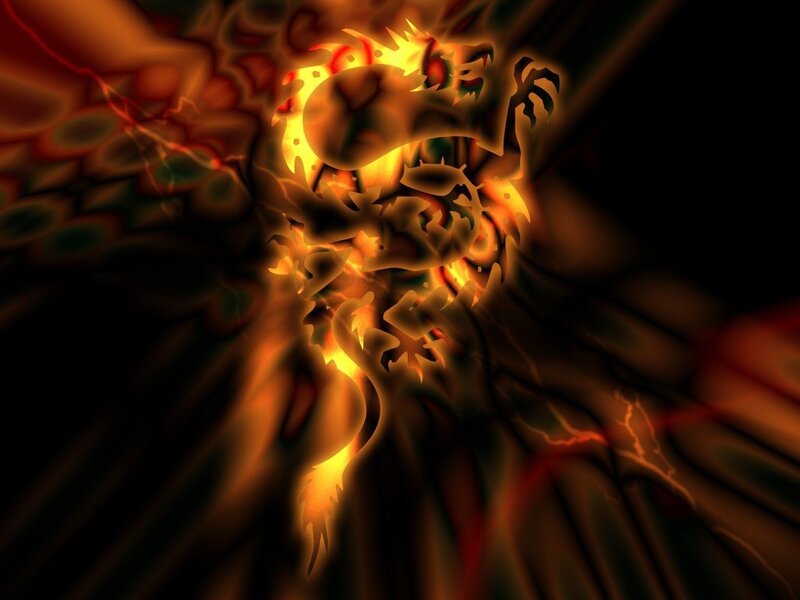 Fiery dragon fractal art