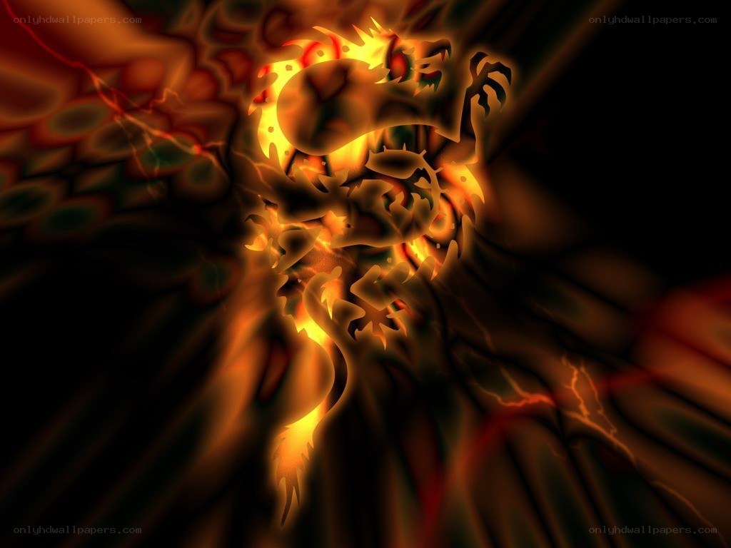 Fiery dragon fractal art