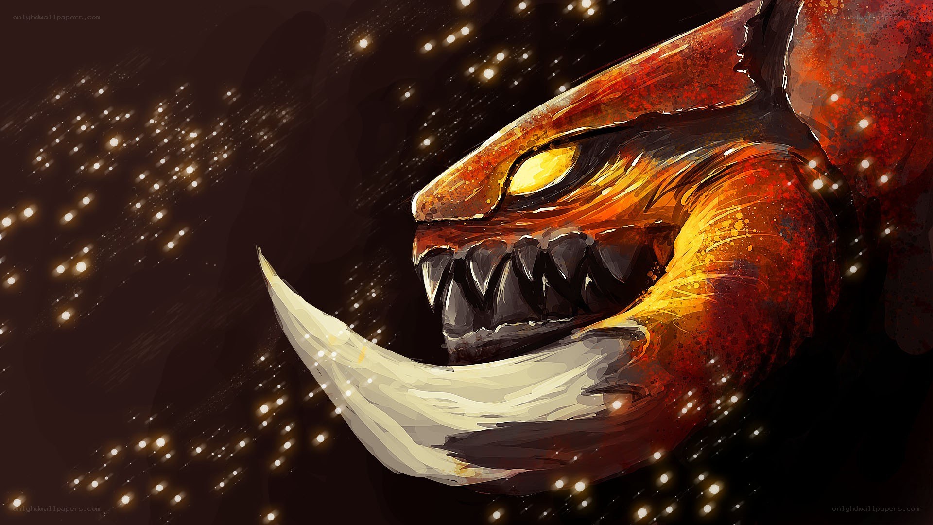 fiery dragon head close-up