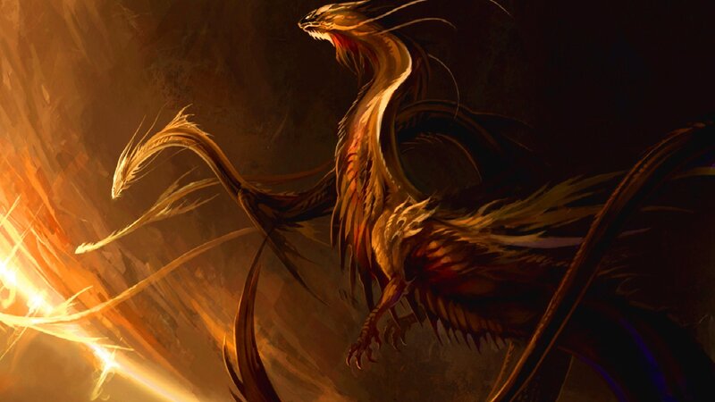 Fiery dragon in battle