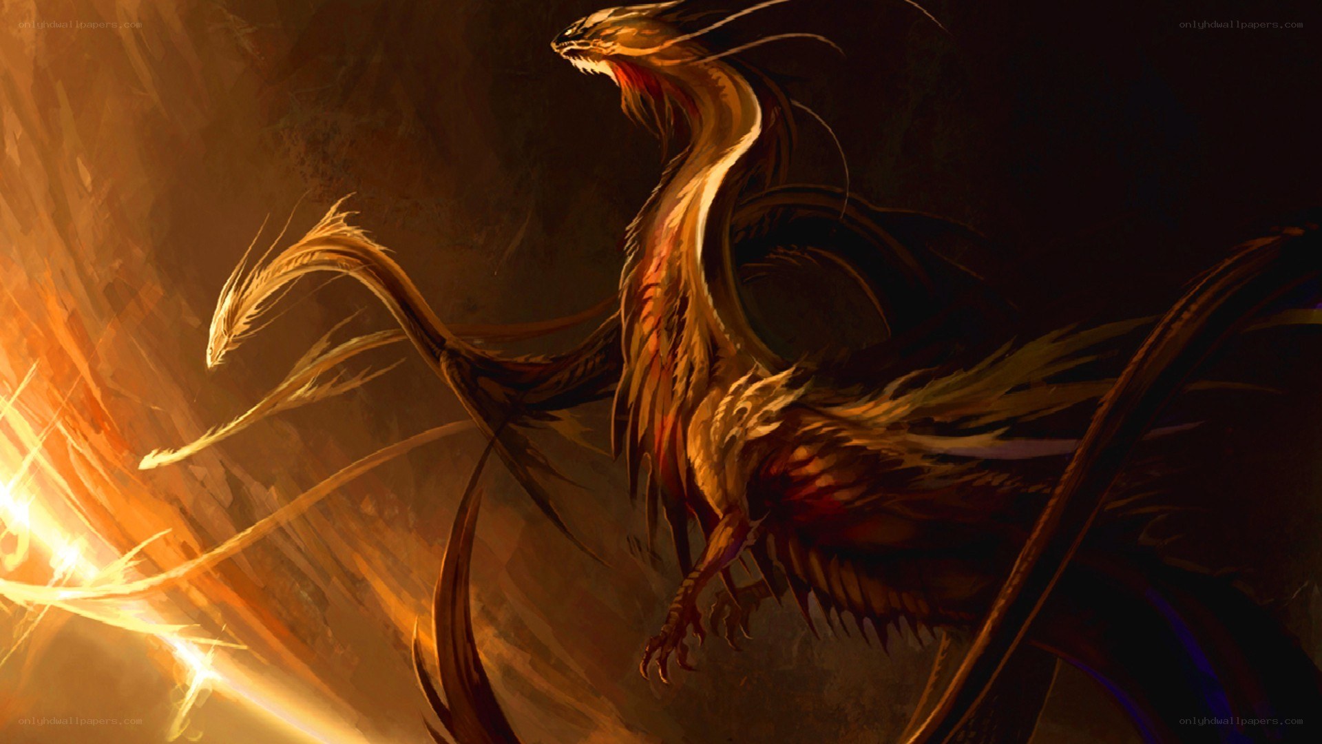 Fiery dragon in battle