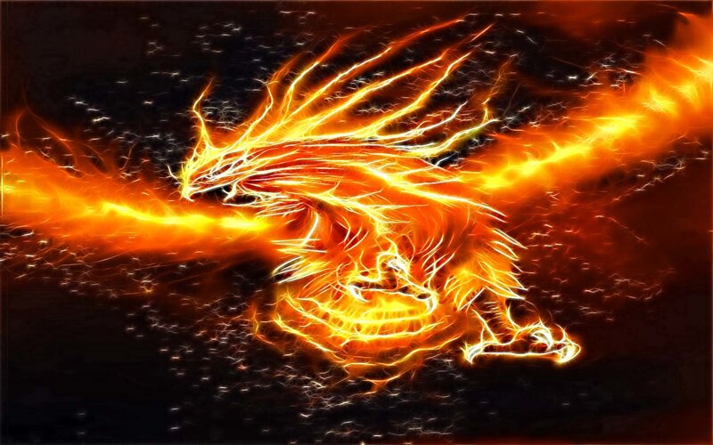 fiery dragon in motion