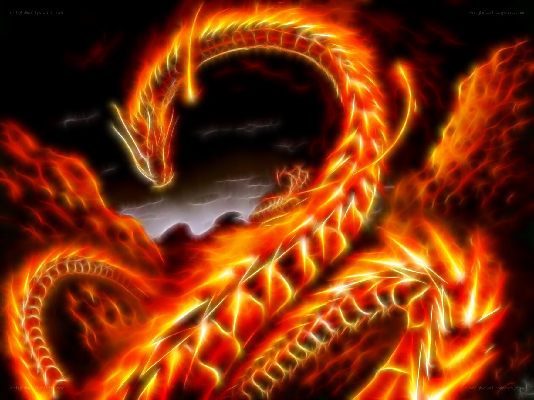 Fiery dragon in motion