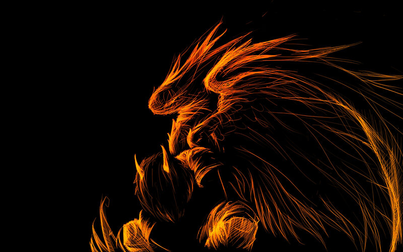 Fiery Dragon Silhouette — Orange, Dramatic