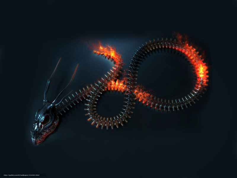 Fiery dragon skeleton