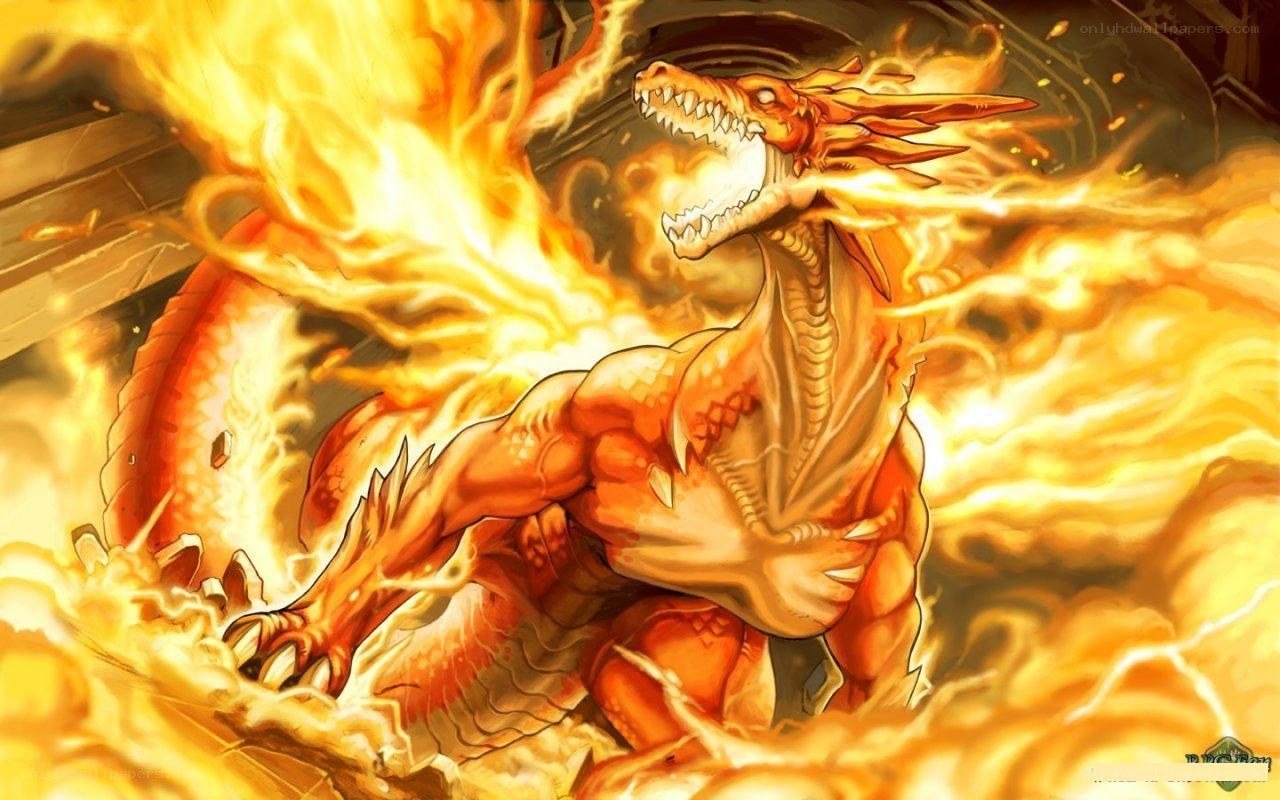 Fiery dragon unleashing flames