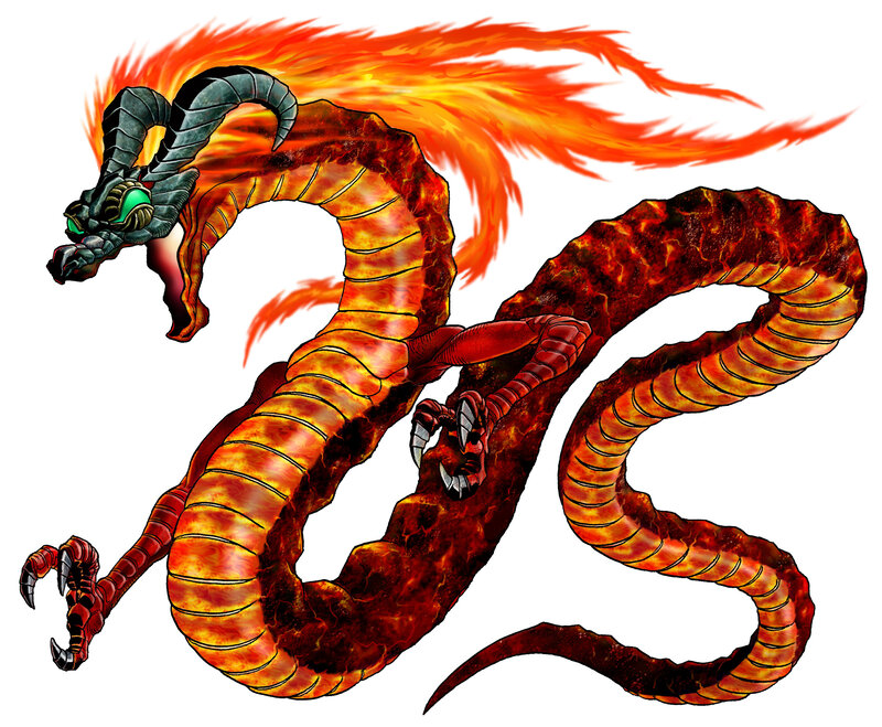 fiery dragon with horns