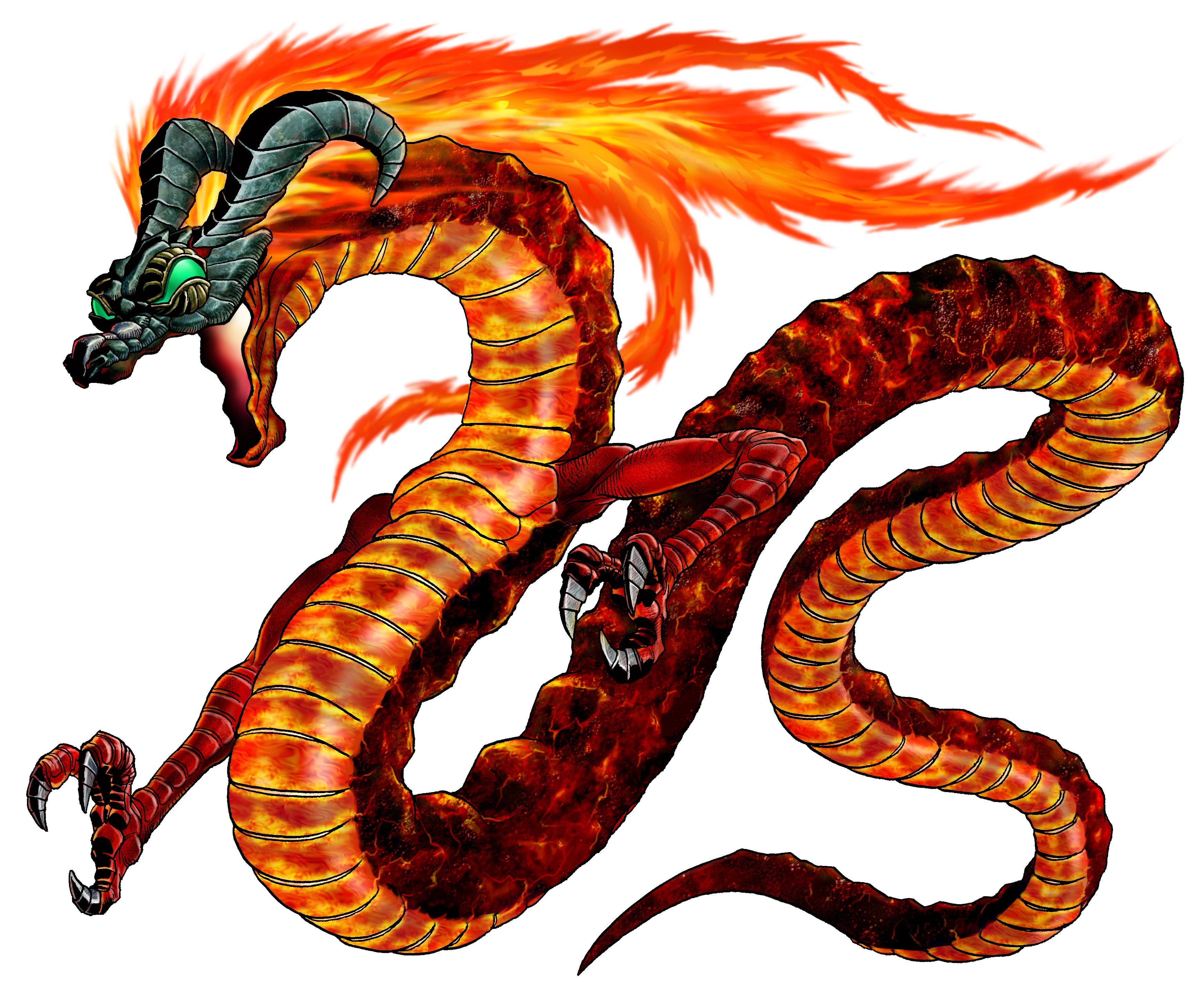 fiery dragon with horns