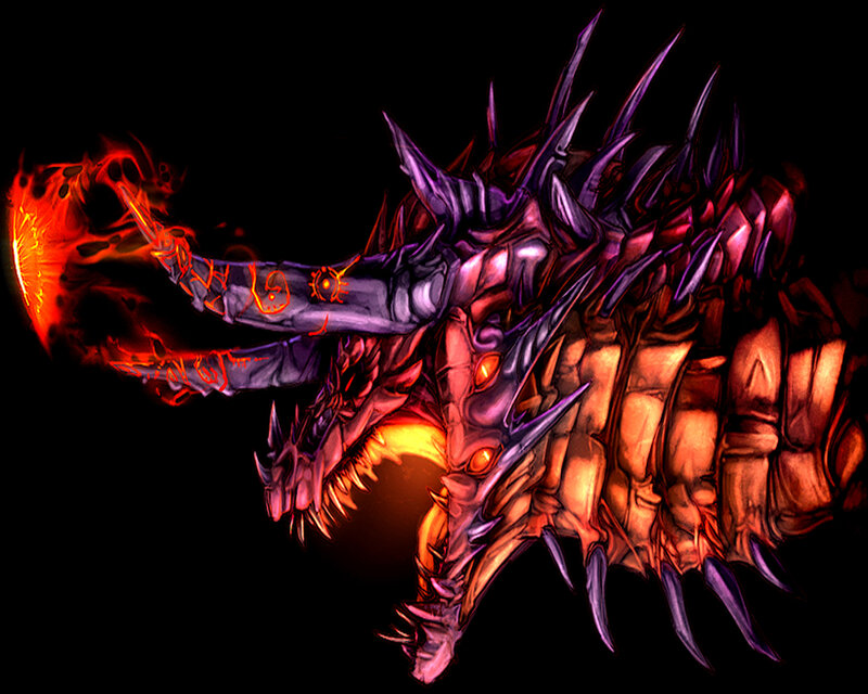 fiery dragon with multiple heads