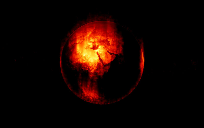 Fiery Earth in Space