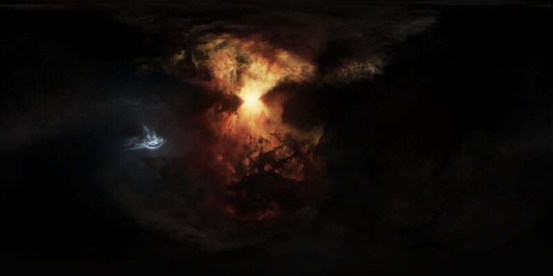 Fiery Explosion in Space — Black, Dramatic