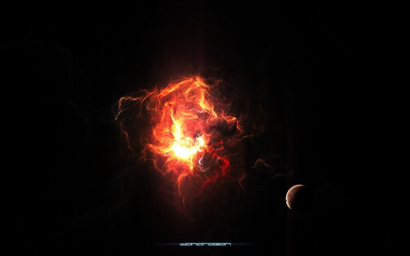 Fiery Explosion in Space — Black