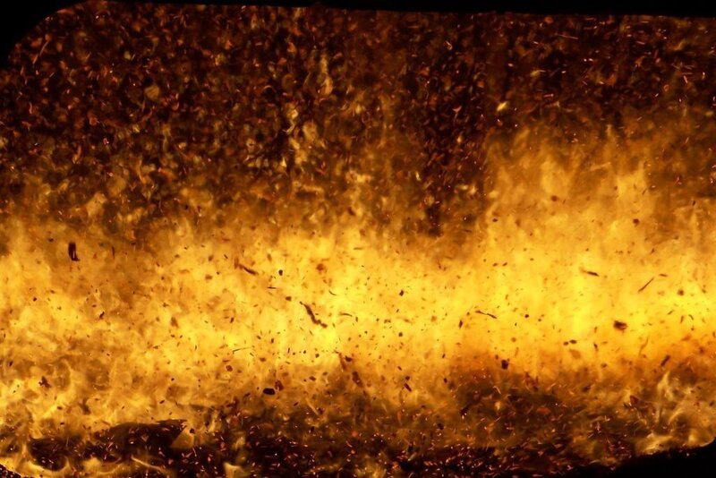 Fiery explosion of organic material
