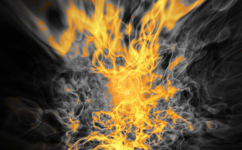 fiery explosion with smoke