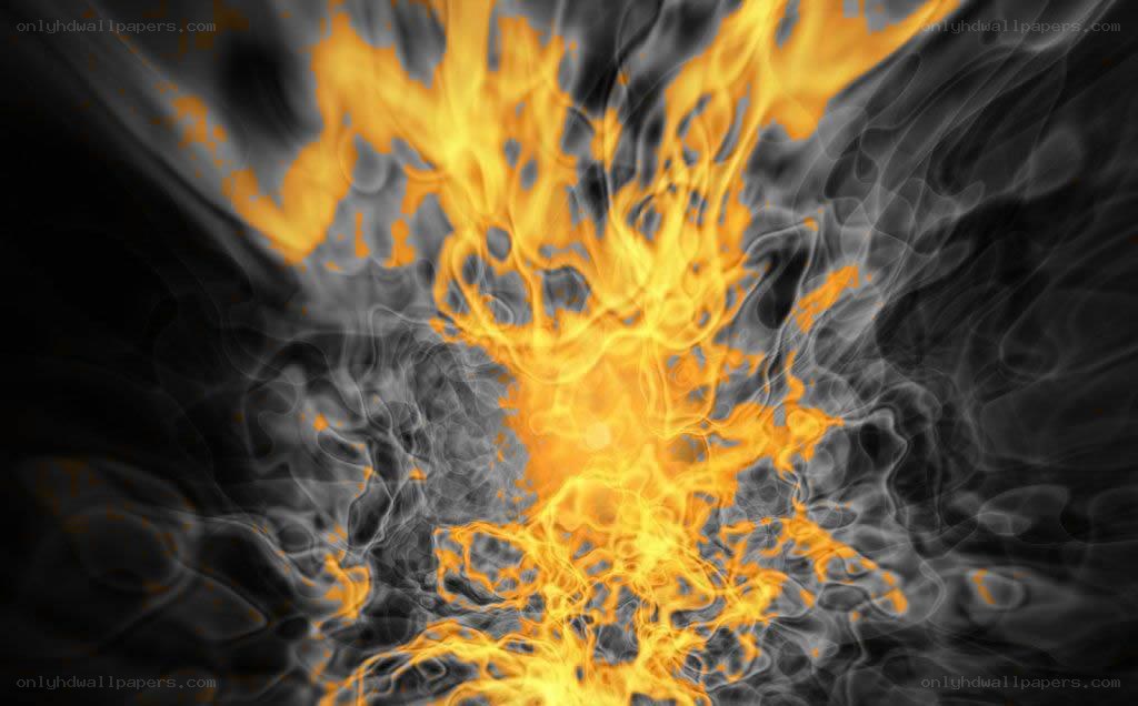 fiery explosion with smoke