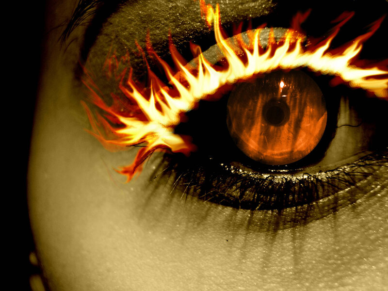Fiery eye close-up