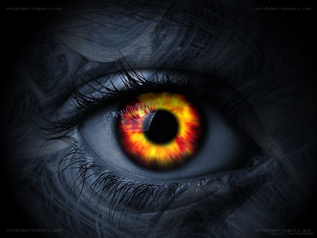 Fiery eye in dark tones