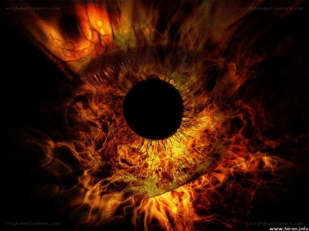 Fiery eye with flame texture