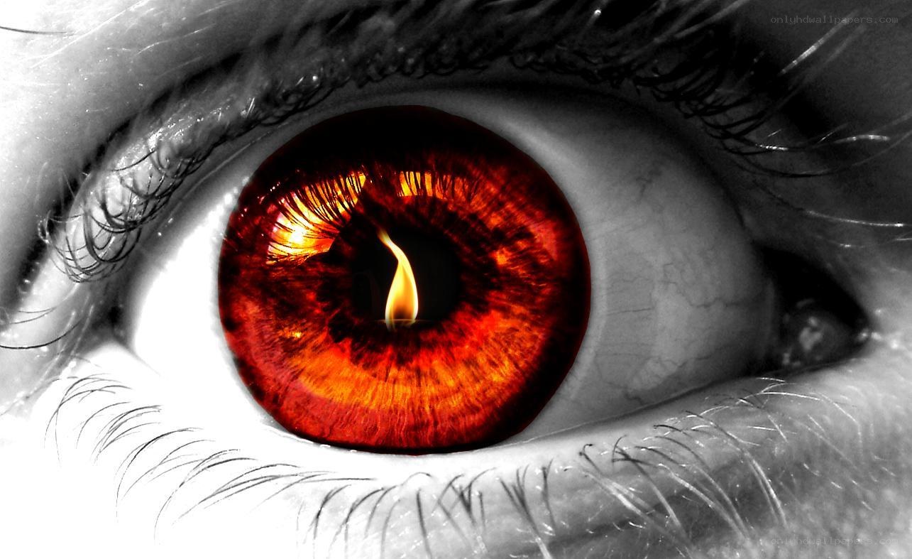 Fiery eye with flame
