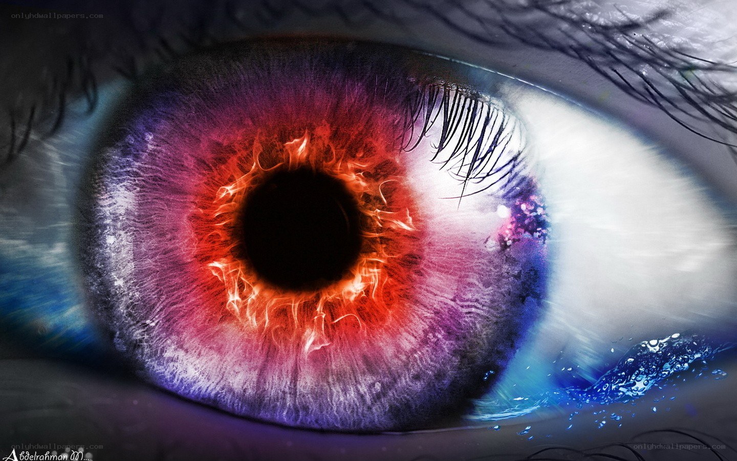 Fiery eye with vibrant colors