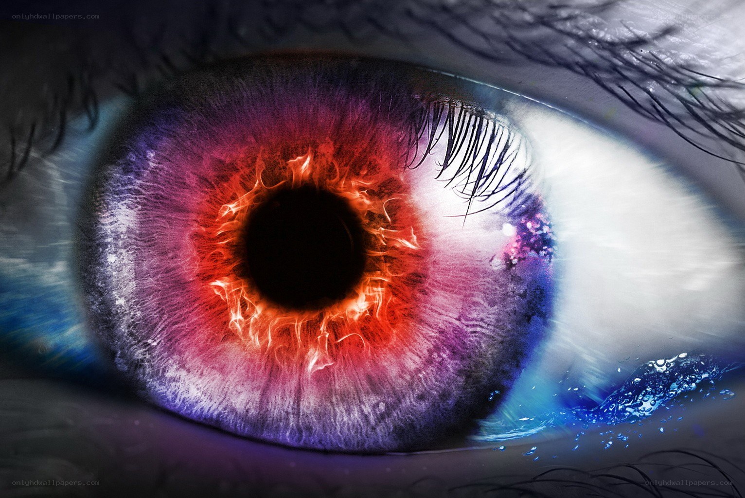 Fiery eye with vibrant colors