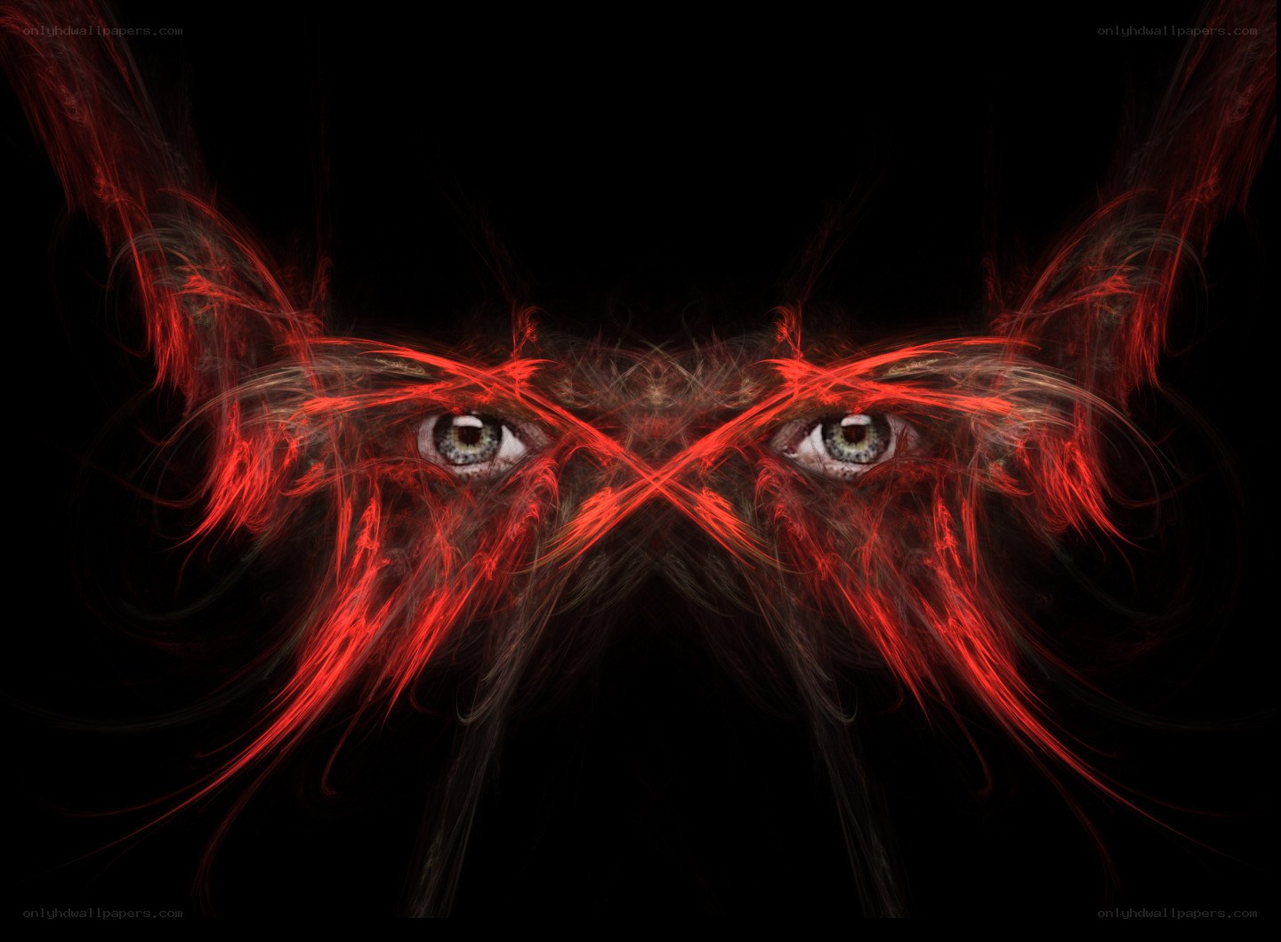 Fiery eyes with red energy