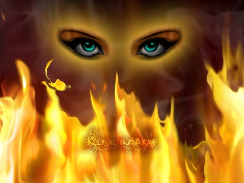 fiery eyes with text