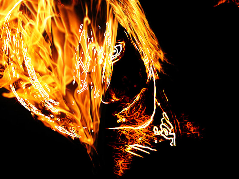 fiery face silhouette