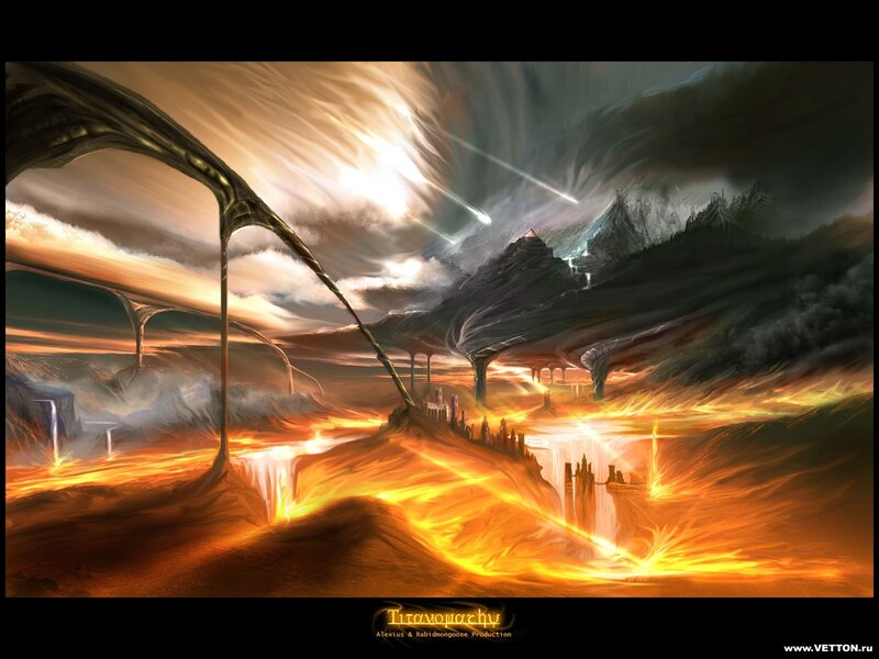 Fiery fantasy landscape
