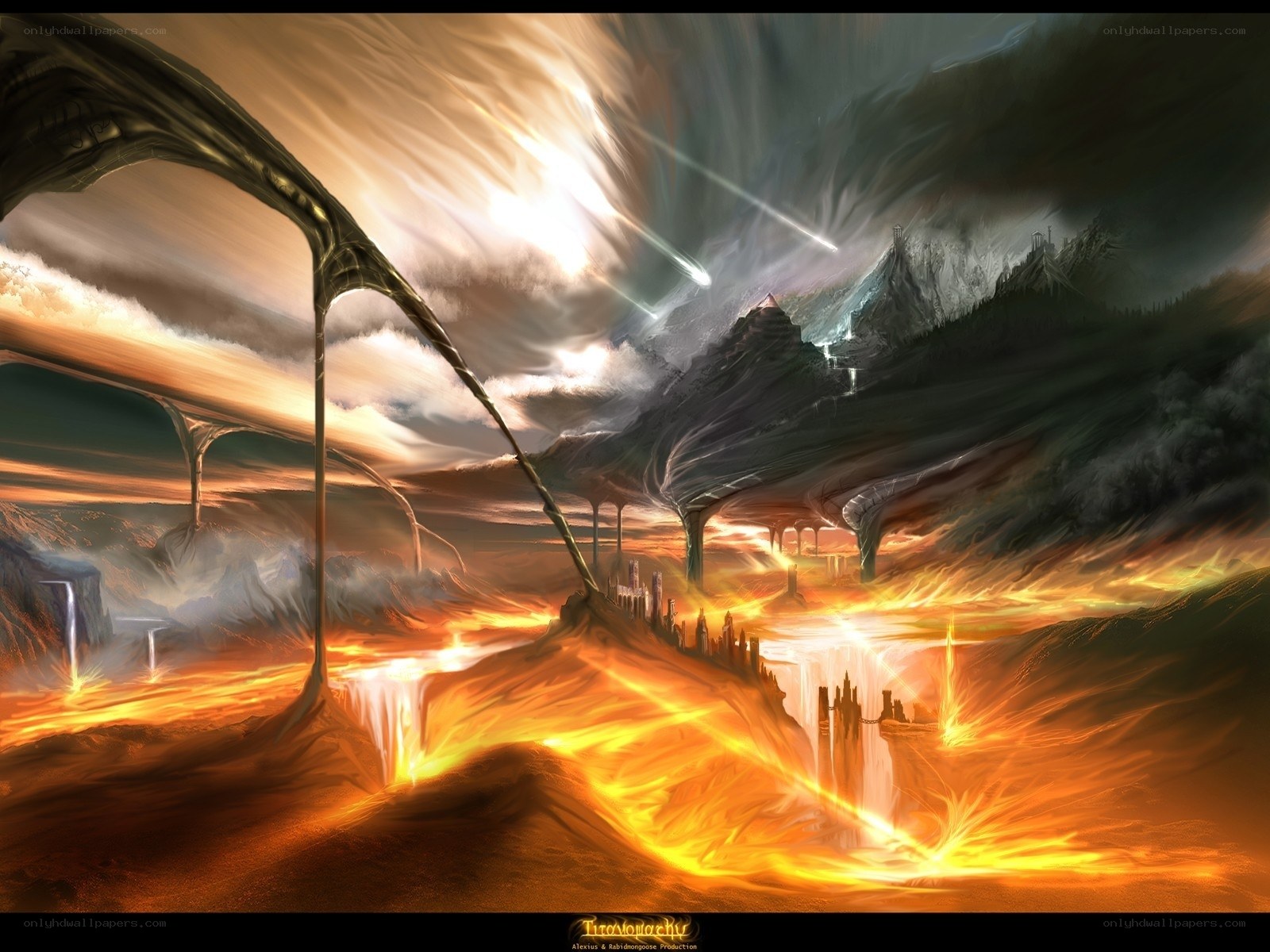 Fiery fantasy landscape