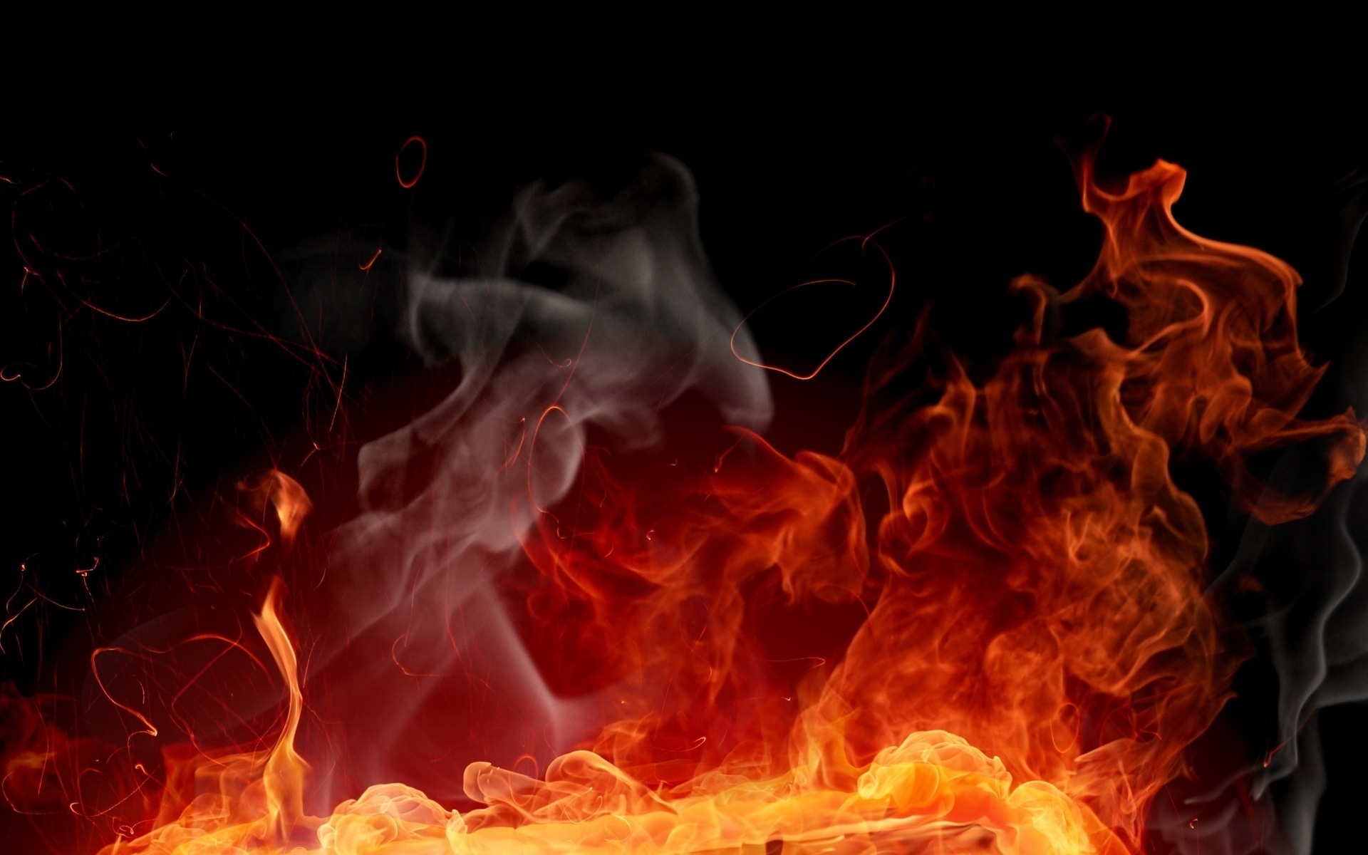 Fiery flames and smoke