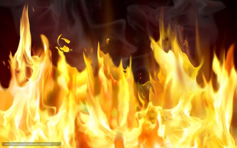 Fiery flames and smoke