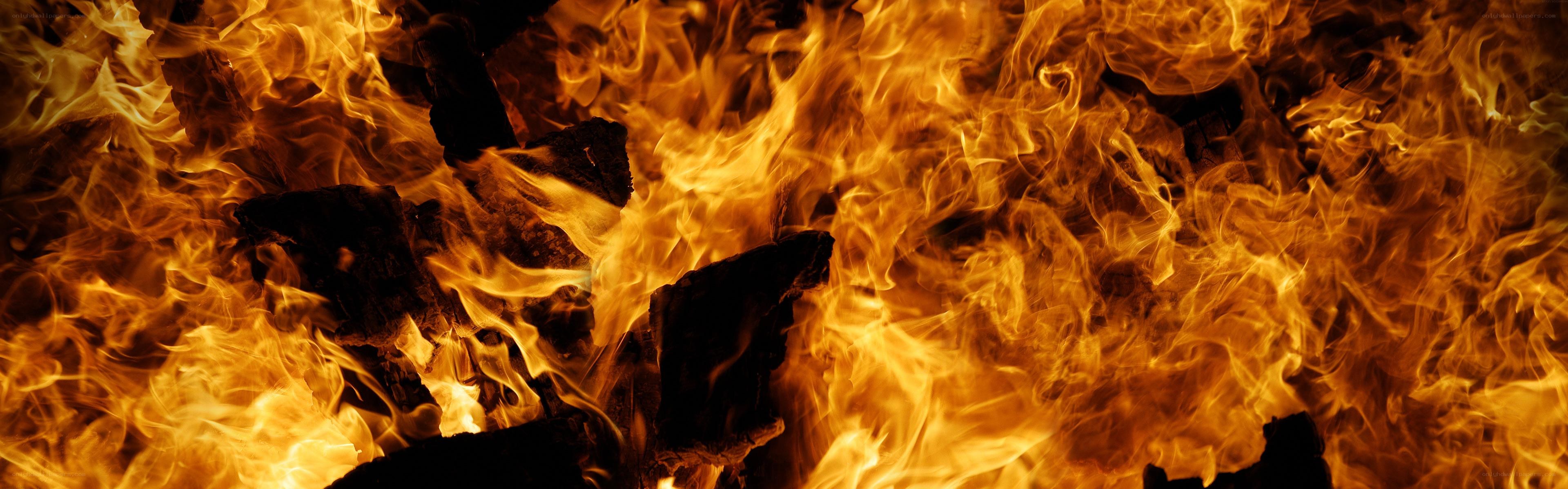 Fiery flames burning brightly