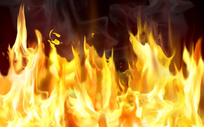 Fiery flames burning brightly