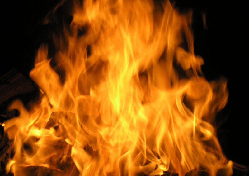Fiery flames in the dark
