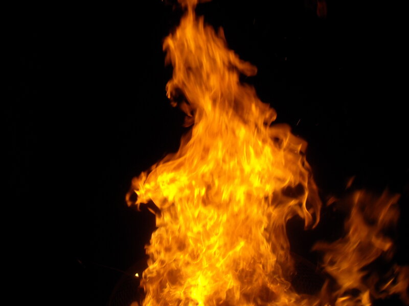 Fiery flames in the dark