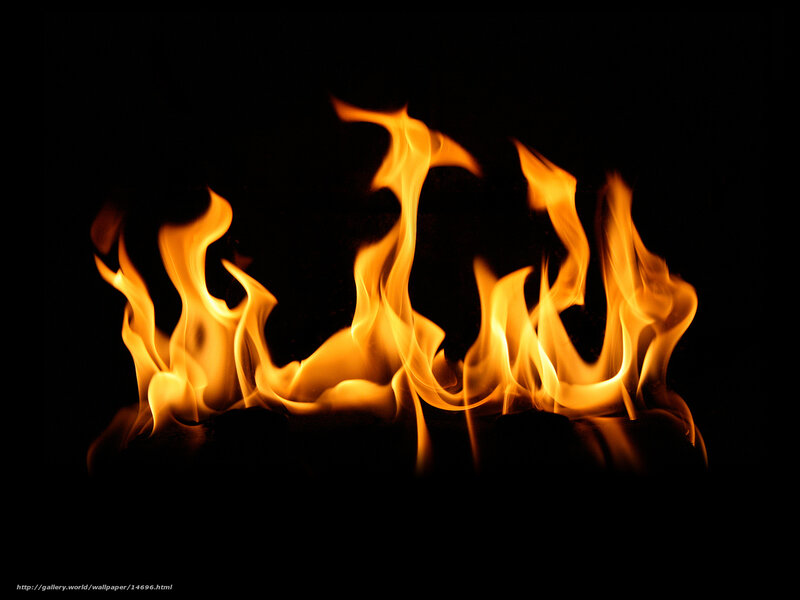 Fiery flames on black background