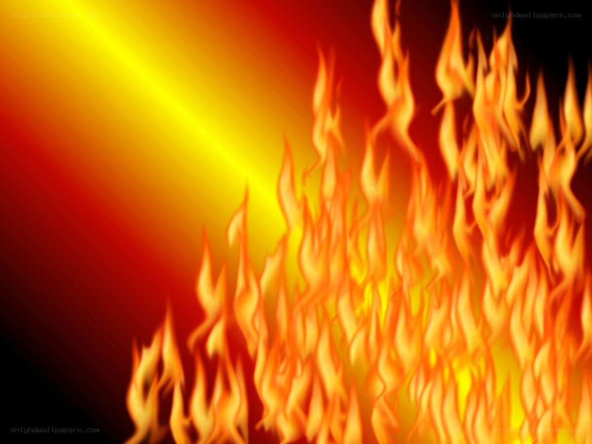Fiery flames on dark background
