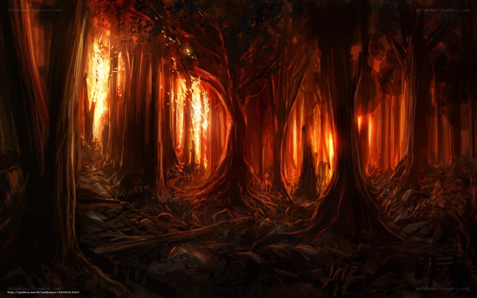 Fiery forest path