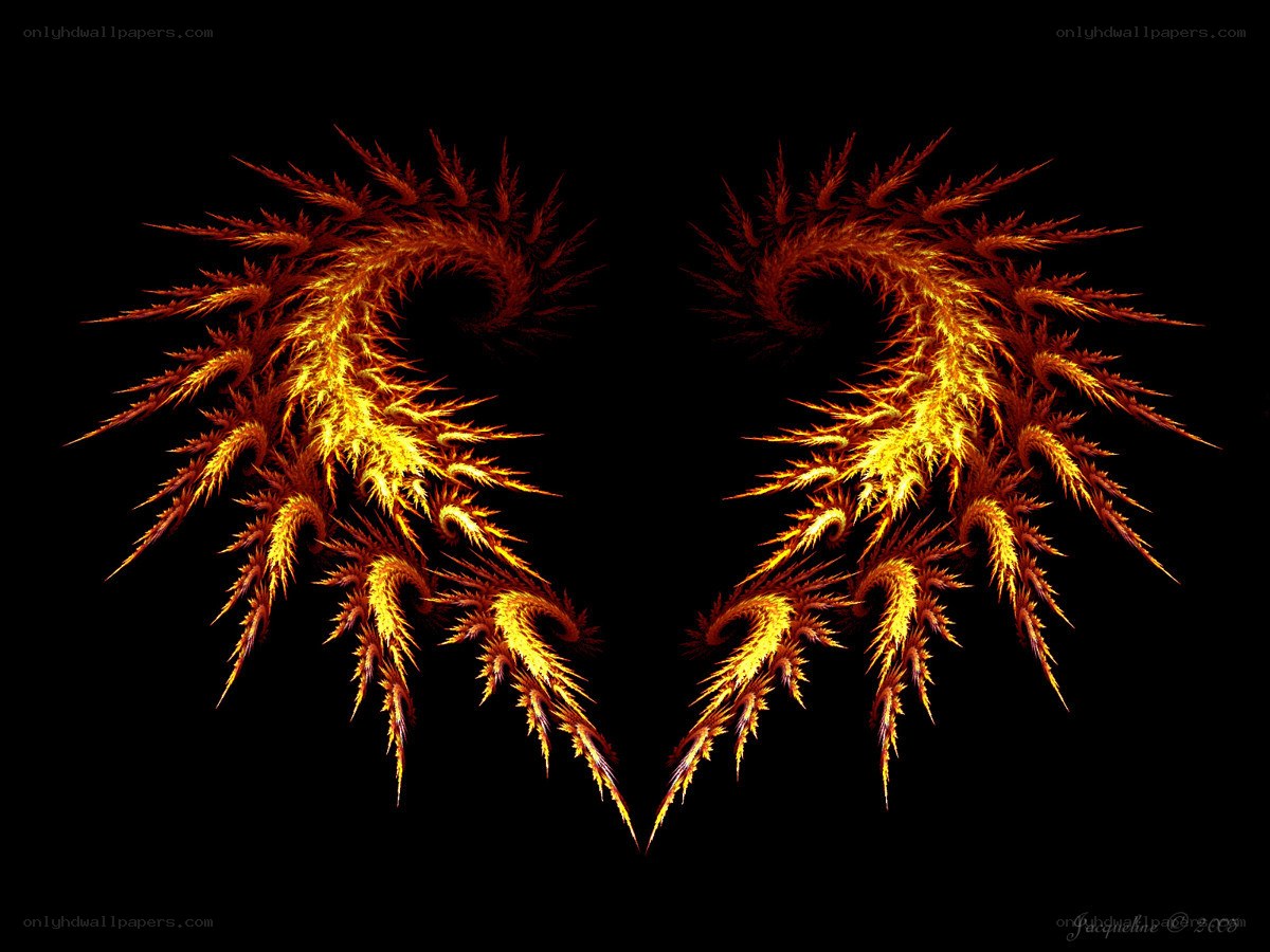 Fiery fractal heart wings