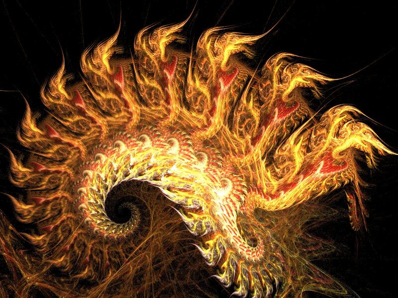Fiery Fractal Spiral — Yellow