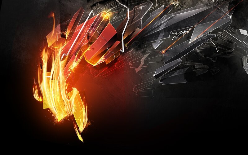 fiery geometric explosion